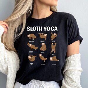 Zen Sloth Yoga T-Shirt, Funny Meditation Graphic Tee